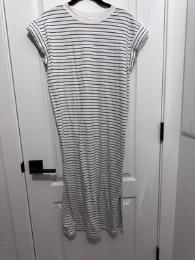 a new day White and Black Striped Maxi T-Shirt Dress